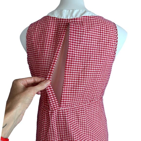 Vtg Sears Roebuck House Day Dress Sz S Red White Gingham Pinup Summer Picnic 60s - Picture 8 of 13